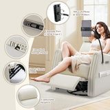 COLAMY Power Recliner Chair Swivel Glider, Upholstered Faux Leather Nursery Reclining Sofa Chair for Living Room/Bedroom/Reading Spaces, Beige COLAMY