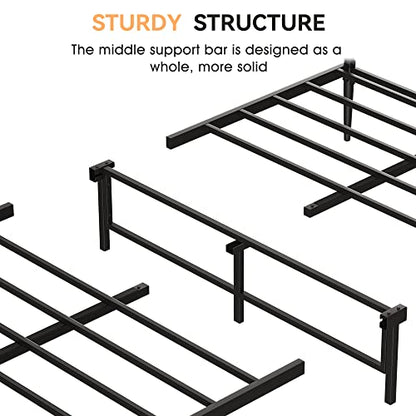 Amyove Queen Size Platform Bed Frame with Rattan Headboard and Rounded Corners - WoodArtSupply