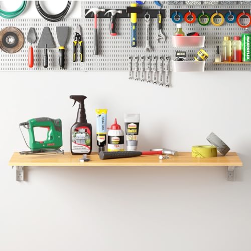 Need Wall Mounted Desk - Heavy Duty Folding Work Table Length 36" Width 20"/Small Space Hanging Desk Perfect Addition to Home/Office/Kitchen & Dining Room Teak&White AC15-9050TW-ND Need