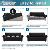 Asnomy Couch Covers for 3 Cushion Couch Sofa Pet Friendly, 3 Seater Sofa Cover Washable Slipcovers Protector Furniture Covers for Dogs Spandex Jacquard Fabric Small Checks（Large，Black） Asnomy