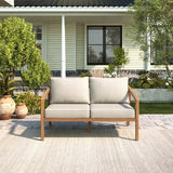 Christopher Knight Home Westin Acacia Wood Patio Loveseat Sofa with Cushion, Outdoor 2-Seater Sofa with Removable Cushions, Patio Furniture Sofa for 2, Teak+Beige Christopher Knight Home
