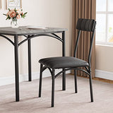 Amyove Modern Rustic Gray Square Dining Set, 29.2' L x W 30.1' H Table, 33.7' 18.4' 17' Chairs, 2 Person, Metal & MDF, Easy Assembly, Space-Saving Amyove