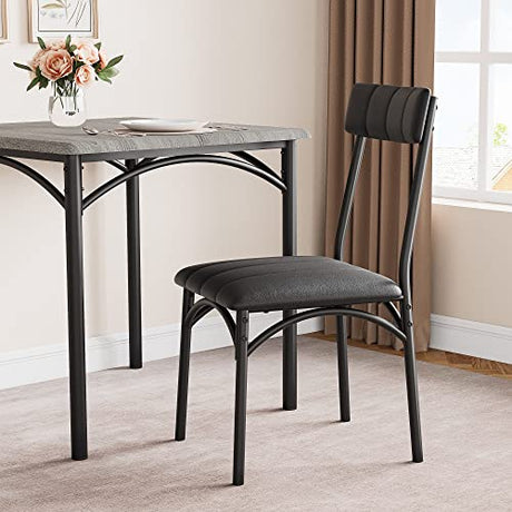 Amyove Modern Rustic Gray Square Dining Set, 29.2' L x W 30.1' H Table, 33.7' 18.4' 17' Chairs, 2 Person, Metal & MDF, Easy Assembly, Space-Saving Amyove