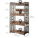 METYERRY Adjustable 4-Tier Heavy Duty Kitchen Baker's Rack with Power Outlet, with Industrial Wheels, Free Standing Microwave Oven Cart Stand for Storage in Living Room, Garage, Rustic Brown