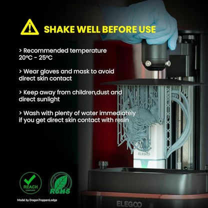 ELEGOO Upgraded ABS-Like 3D Printer Resin 2.0, 405nm UV-Curing Photopolymer Resin for Mars Saturn Jupiter MSLA DLP LCD 3D Printing Grey 1000g