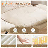 Bestier Criss Cross Office Chair with Flip-Up Arms, Vanity Comfy Chair with Thick Cushion & Wheels, Cross Legged Office Chair for Home Office, Bedroom, Beige Velvet Bestier