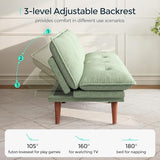 LINSY HOME Futon Sofa Bed, 70" Chenille Futon Couch with Adjustable Backrest Armrest, 3 in 1 Convertible Comfy Loveseat Sleeper Sofa Bed for Small Spaces Dorm Room Apartment Home Office, Light Green LINSY HOME