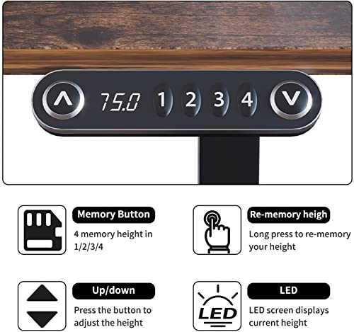 Radlove Electric Height Adjustable Standing Desk, 63x 30 Inches Stand Up Desk Workstation, Splice Board Home Office Computer Standing Table Ergonomic - WoodArtSupply