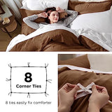 Bedsure Brown Duvet Cover Queen Size - 3 Pieces Prewashed Cotton-Like Extra Soft Bedding Set, Includes 1 Duvet Cover 90x90 Inches with Zipper Closure & 2 Pillow Shams, Comforter Not Included