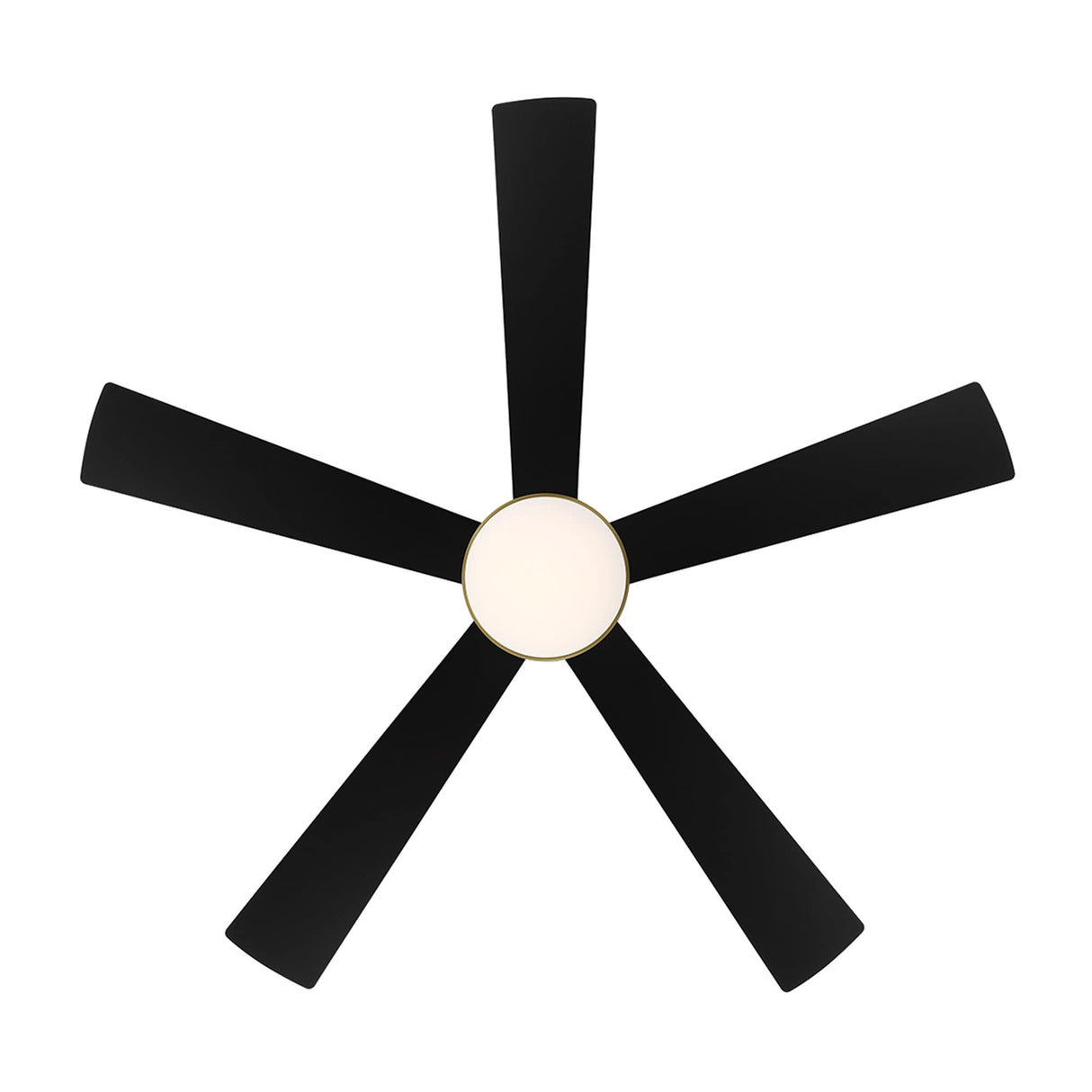 WAC Smart Fans Eclipse Indoor and Outdoor 5-Blade Smart Home Ceiling Fan 54in Satin Brass Matte Black with 3000K LED Light Kit and Remote Control works with Alexa and iOS or Android App WAC Lighting