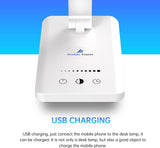 Ambertronix LED Desk Lamp with USB Charging Port, Dimmable Eye-Caring Reading Desk Light for Home, with 5 Brightness Level & 3 Lighting Modes, Touch Control, Auto Timer (White) Ambertronix