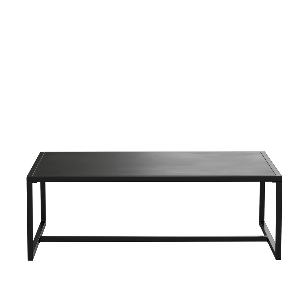 EMMA + OLIVER All-Weather Commercial Grade Indoor/Outdoor Steel Patio Coffee Table in Black EMMA + OLIVER