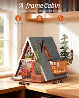 Rolife DIY Miniature House Kit A-Frame Cabin, 3D Wooden Puzzle Tiny House with Openable Skylight for Teens & Adults, Cozy Forest Cabin Décor, Creative Gift for Birthday & Holidays