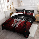 Axolotl Basketball Bedding Set for Boys Kids Teens,Soft Microfiber Black and Red Sports Theme Basketball Bedding Sets Full Size with 1 Comforter and 2 Pillowcases All Season Axolotl