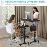 WINAZ Small Portable Rolling Standing Desk - 32 Inch Adjustable Height Mobile Teacher Podium on Wheels for Classroom, Stand Up Desks for Treadmill Walking Pad, Couch Sofa Side Laptop Table, Black WINAZ