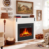 TRONLEE 36" Modern Freestanding Electric Fireplace with Mantel, Minimalist TV Stand Electric Fireplace Mantel for Living Room, Bed Room, White TRONLEE