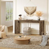 LITTLE TREE 70.9-Inch Long Entryway Table, Narrow Farmhouse Sofa Console Table for Living Room, Hallway, Walnut Brown LITTLE TREE