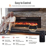 RELAX4LIFE 68" Recessed and Wall-Mounted Electric Fireplaces - Electric Fireplace Inserts with Remote Control, 1-8 Hours Timer, Touch Screen, 12 Adjustable Flames, 5 Speeds, 750/1500W Wall Fireplace RELAX4LIFE
