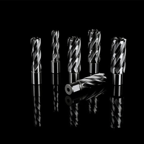 OSCARBIDE Annular Cutter Set 8 Pieces, 3/4"Weldon Shank,2"Cutting Depth,(9/16,11/16,13/16,15/16,1,1-1/16) inch Cutting Diameter,Mag Drill Bits for Magnetic Drill Press with 2pcs Pilot Pins OSCARBIDE