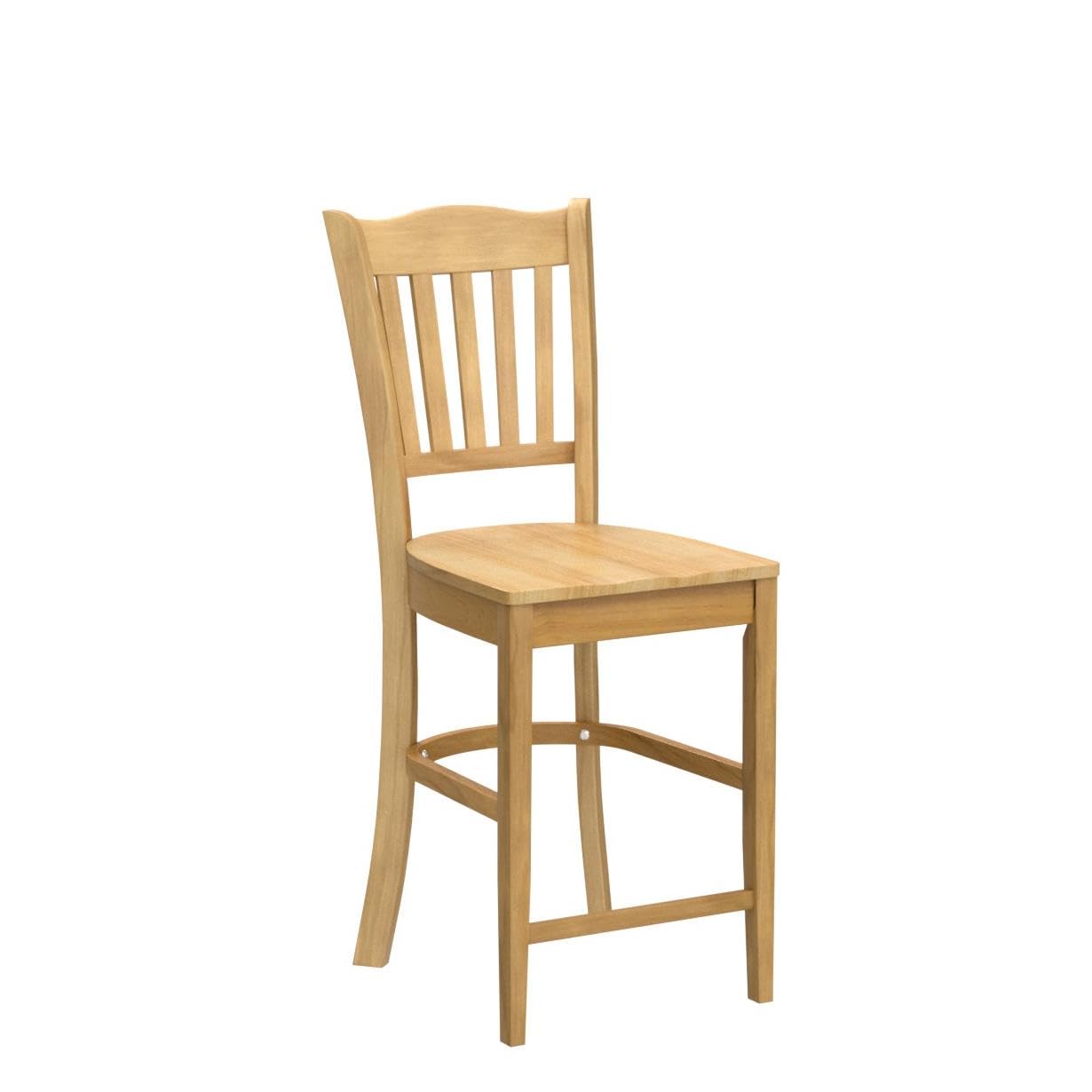 East West Furniture Groton Counter Height Stools-Slat Back Wood Seat Chairs, Set of 2, Oak - WoodArtSupply