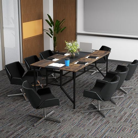 Giantex 6 FT Conference Table for 6-8 People, Modern 71" L x 38" W Large Meeting Table with Storage Shelf & Cable Grommet, Rectangle Conference Room Table for Office, Boardroom, Rustic Brown (1) Giantex