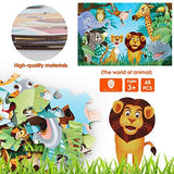 Jumbo Floor Puzzle for Kids Animal Jigsaw Large Puzzles 48 Piece Ages 3-6 for Toddler Children Learning Preschool Educational Development Toys 4-8 Years Old Birthday Gift for Boys and Girls IFLOVE