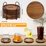 4 Pcs Wood Coasters for Drinks Absorbent, Wooden Coasters with Holder, Drink Coasters for Coffee Table, Absorbent Coaster Set for Table Protection Drink Coasters for Farmhouse, Office, Bar Mckanti