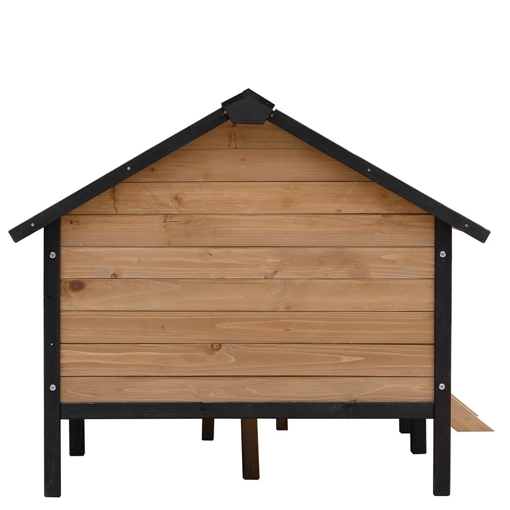 SEOCCTV Wooden Dog Kennel, Weatherproof Dog Houses Outside with Porch and Side Windows Cabin House Style Pet Kennel Wood Dog Crate for Medium Large Pets(43.6" L x 66.9" W x 32.7") SEOCCTV