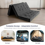 MAXYOYO Tri-Fold Mattress, 6 Inch Tufted Folding Mattress with Chenille Fabric, Portable Twin Size Floor Guest Mat for Adults, Foldable Topper for Camping, Dark Grey, 35.4"x75" MAXYOYO