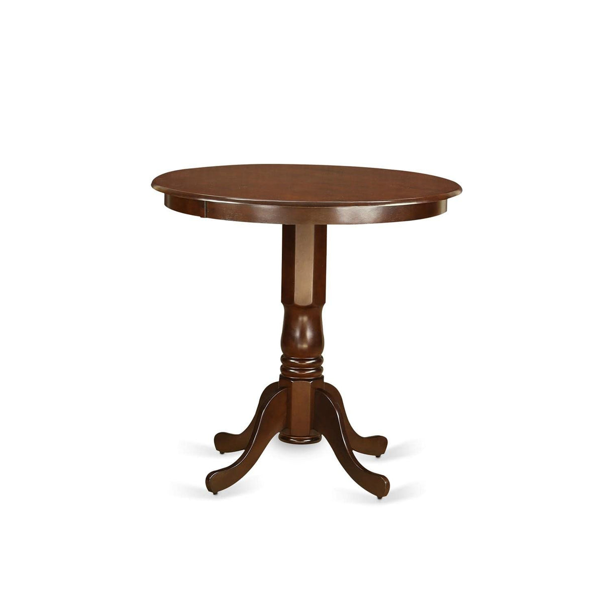 East West Furniture JACH5-MAH-C 5 Piece Counter Height Dining Table Set Includes a Round Kitchen Table with Pedestal and 4 Linen Fabric Upholstered Dining Chairs, 36x36 Inch, Mahogany East West Furniture