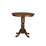 East West Furniture JACH5-MAH-C 5 Piece Counter Height Dining Table Set Includes a Round Kitchen Table with Pedestal and 4 Linen Fabric Upholstered Dining Chairs, 36x36 Inch, Mahogany East West Furniture