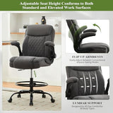 Drafting Chair Tall Office Chair for Standing Desk, Ergonomic Tall Desk Chair with Adjustable Foot Ring, Flip-Up Armrests, Lumbar Support, Comfortable Fabric Seat – Ideal for Home and Office Use MAHOMICO