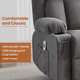 MAHOMICO Swivel Rocker Recliner Chair with Vibration Massage and Heat for Living Room,with Rocking Function and Side Pocket, USB Charge Port,2 Cup Holders