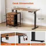 REAHOME Electric Standing Desk with Drawers, 47 x 24 Inches Height Adjustable Sit Stand Desk with Storage, 3 Memory Preset Home Office Computer Desk, Printer Cabinet, Cable Management, Rustic Brown REAHOME