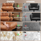 ovios Ergonomic Office Chair, High Back Faux Leather Executive Chairs with Thick Cushion, Comfy Mid-Century Modern Swivel Rolling Computer Armchair (Brown, Suede Leather) ovios
