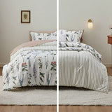 Bedsure Duvet Cover Queen Size - Reversible Cute Floral Duvet Cover Set with Zipper Closure, 3 Pieces White Bedding Set with 8 Corner Ties and 2 Pillow Shams 20"x26" Bedsure