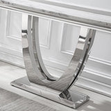 Maotifeys 47" Marble Console Table Modern White Faux Marble Entryway Table with U-Shape Silver Mirrored Stainless Steel Base Luxury Accent Sofa Table for Living Room Hallway Corridor Table Maotifeys