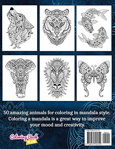 Amazing Animals: Adult Coloring Book, Stress Relieving Mandala Animal Designs Independently Published Iaerlllt