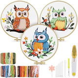 TINDTOP Embroidery Kit for Adults, Owl Embroidery Practice Kit for Adult Beginners Include Embroidery Cloth Hoops Threads for Craft Lover Hand Stitch with Embroidery Skill Techniques