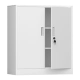 iJINGUR Metal Storage Cabinet with Locking Doors and 2 Adjustable Shelves, Small Lockable Storage Cabinet for Home Office Garage (White) iJINGUR