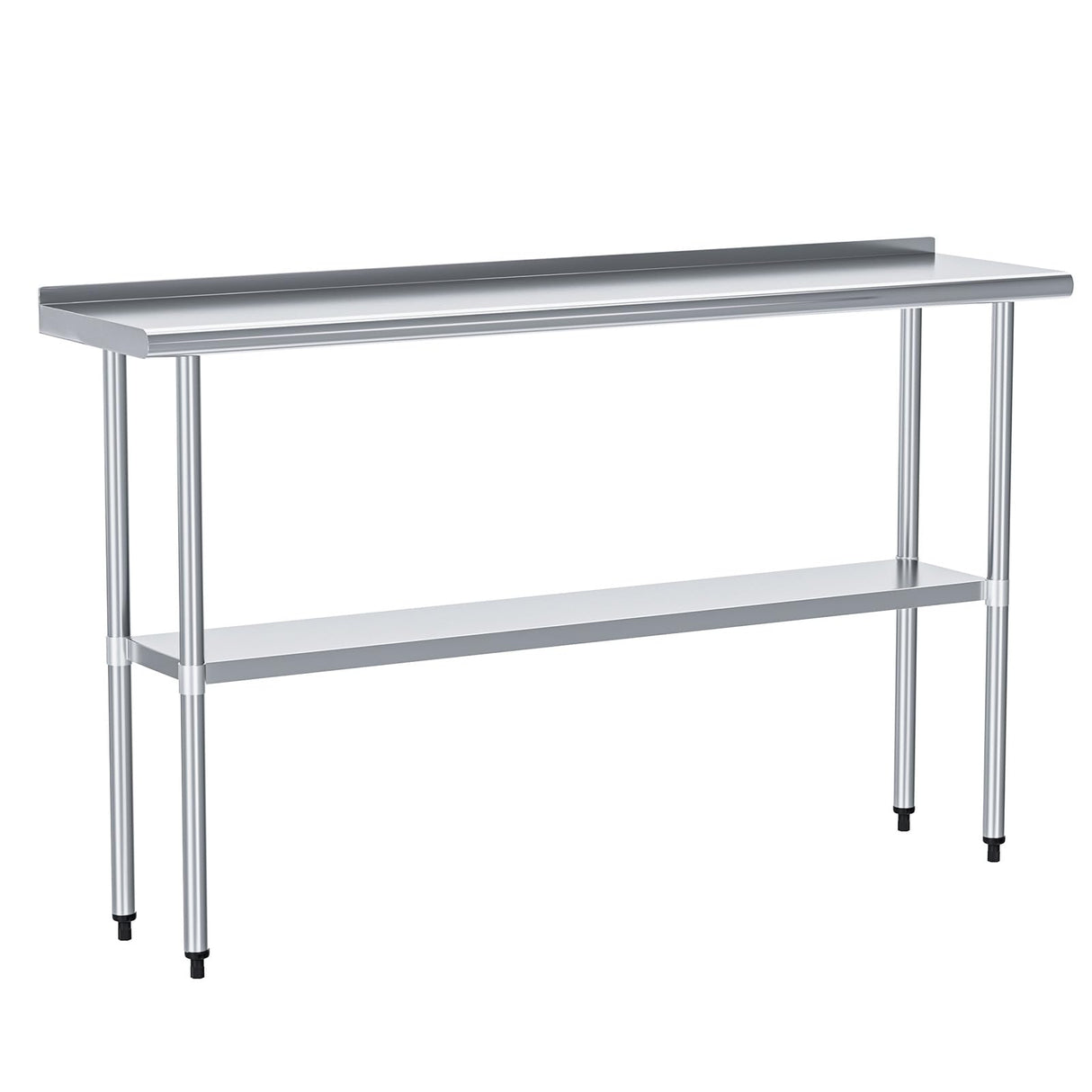 HOCCOT Stainless Steel Table for Prep & Work 14" X 60" inches with Adjustable Shelf and Backsplash, Commercial Workstations, Utility Table in Kitchen Garage Laundry Room Outdoor BBQ HOCCOT