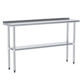 HOCCOT Stainless Steel Table for Prep & Work 14" X 60" inches with Adjustable Shelf and Backsplash, Commercial Workstations, Utility Table in Kitchen Garage Laundry Room Outdoor BBQ HOCCOT