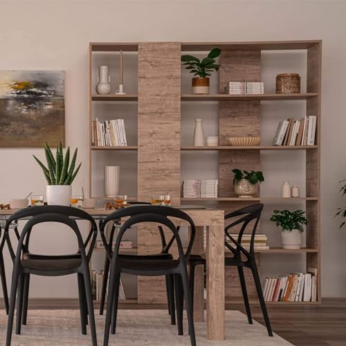 Rachele Modern Oak Bookcase - Versatile Double-Sided Storage Solution for Home and Office - WoodArtSupply