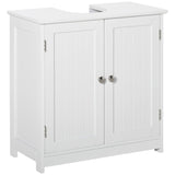 kleankin Pedestal Sink Storage Cabinet, Vanity Base Cabinet, Under Sink Bathroom Cabinet with U-Shape Cut-Out and Adjustable Internal Shelf, White kleankin