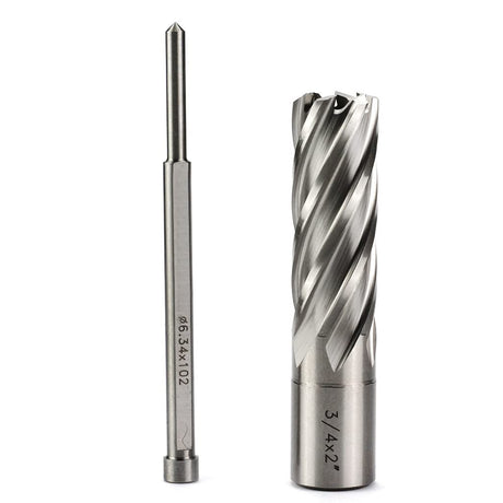 OSCARBIDE Annular Cutter 3/4 inch Cutting Diameter 2 inch Depth of Cut,3/4 inch Weldon Shank 2 Flat Mag Drill Bit with Pilot Pin for Magnetic Drill Press,1 Piece OSCARBIDE