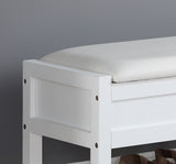 Roundhill Furniture Rouen Clean White Seating Bench with Shoe Storage, Roundhill Furniture