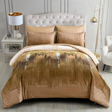 WONGS BEDDING Brown Comforter Set Queen,7 Pieces Bed in a Bag Abstract Art Gradient Comforter Soft Microfiber Bedding Set -1 Comforter, 1 Flat Sheet, 1 Fitted Sheet, 2 Pillow Shams,2 Pillowcases WONGS BEDDING