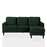 CosmoLiving by Cosmopolitan Strummer Modern Reversible Sectional Couch Upholstered in Green Velvet Fabric with Floating Ottoman CosmoLiving by Cosmopolitan