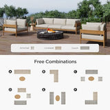 Acanva Modern Outdoor Patio Furniture Set, All-Weather Aluminium Conversation Sectional Sofa with Thick Cushions for Backyard, Garden, Porch, 5 Seats, Beige Acanva
