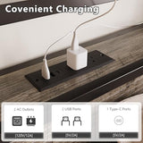 VINGLI Twin Platform Set of 2 with 4 Storage Drawers and Headboard Shelf, Metal Single Bed Frame with LED Lights and Charging Station, No Box Spring Needed, Easy Assembly, Wash Grey VINGLI